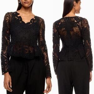 $465 Sea New York Gianna Black 100% Cotton Gianna Lace Top - Size 4
